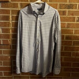 Peter Millar Men's Crown Crafted Long Sleeve Button Down L Blue White Plaid